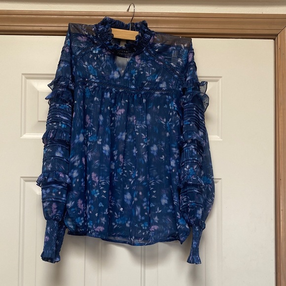 French Connection Navy Floral Blouse - Picture 1 of 6